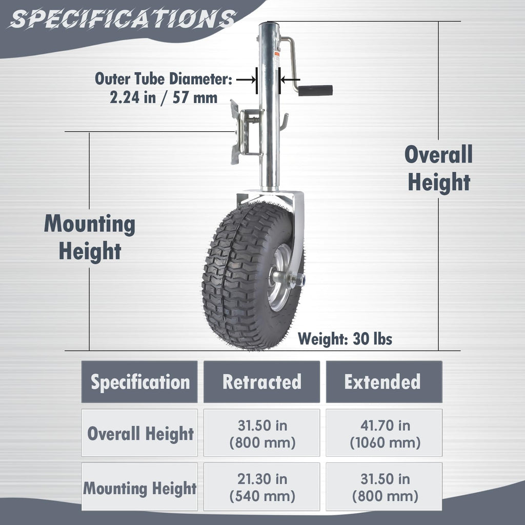 Heavy-Duty Swivel Trailer Tongue Jack 2000 lbs Y92107