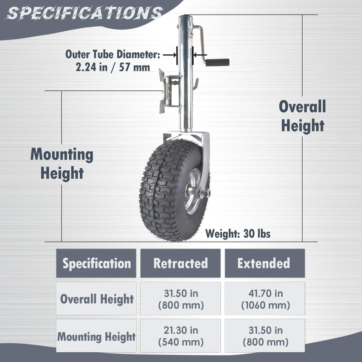 Heavy-Duty Swivel Trailer Tongue Jack 2000 lbs Y92107