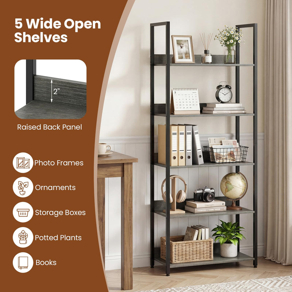 5-Tier Wooden Bookshelf Set of 2 R632