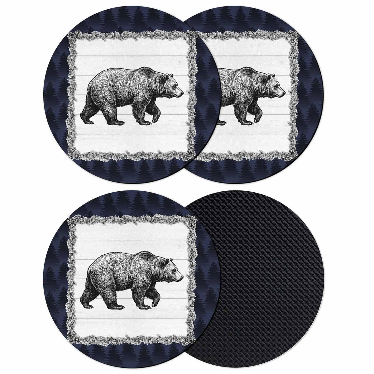 Black White Bear Coasters Set of 4 W47635