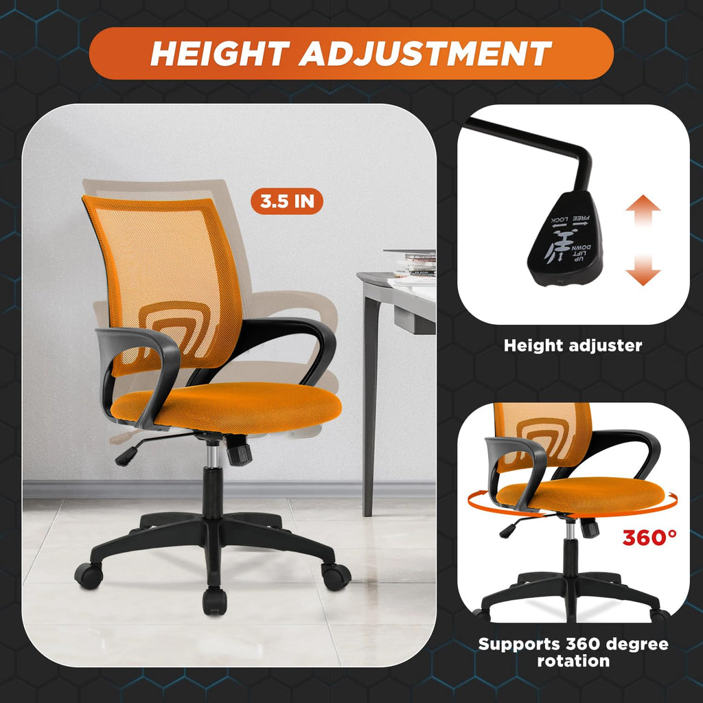 Orange Mesh Ergonomic Office Chair with Lumbar Support I724915