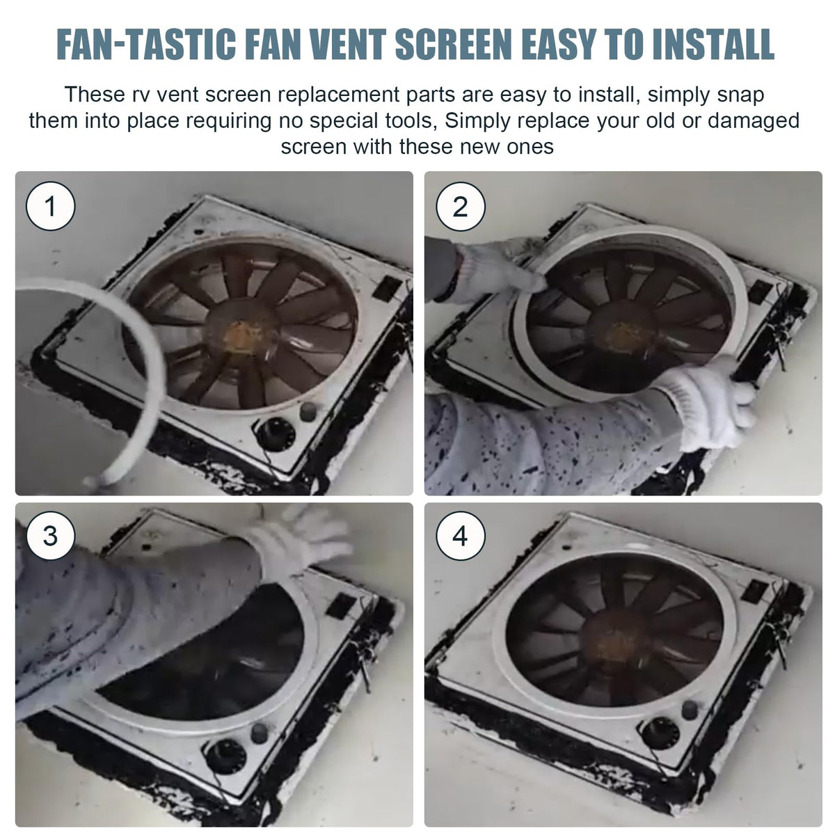 White 2PCS RV Vent Screen Roof Fan Frame Parts W404733
