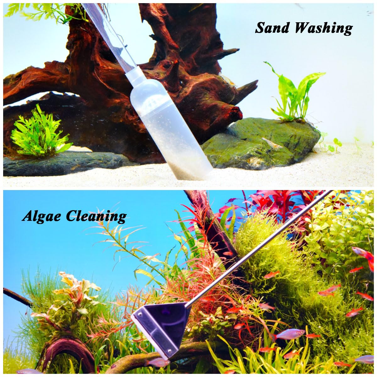 Fish Tank Cleaning Kit with Aquarium Siphon, Fish Net, and Algae Scraper T698389