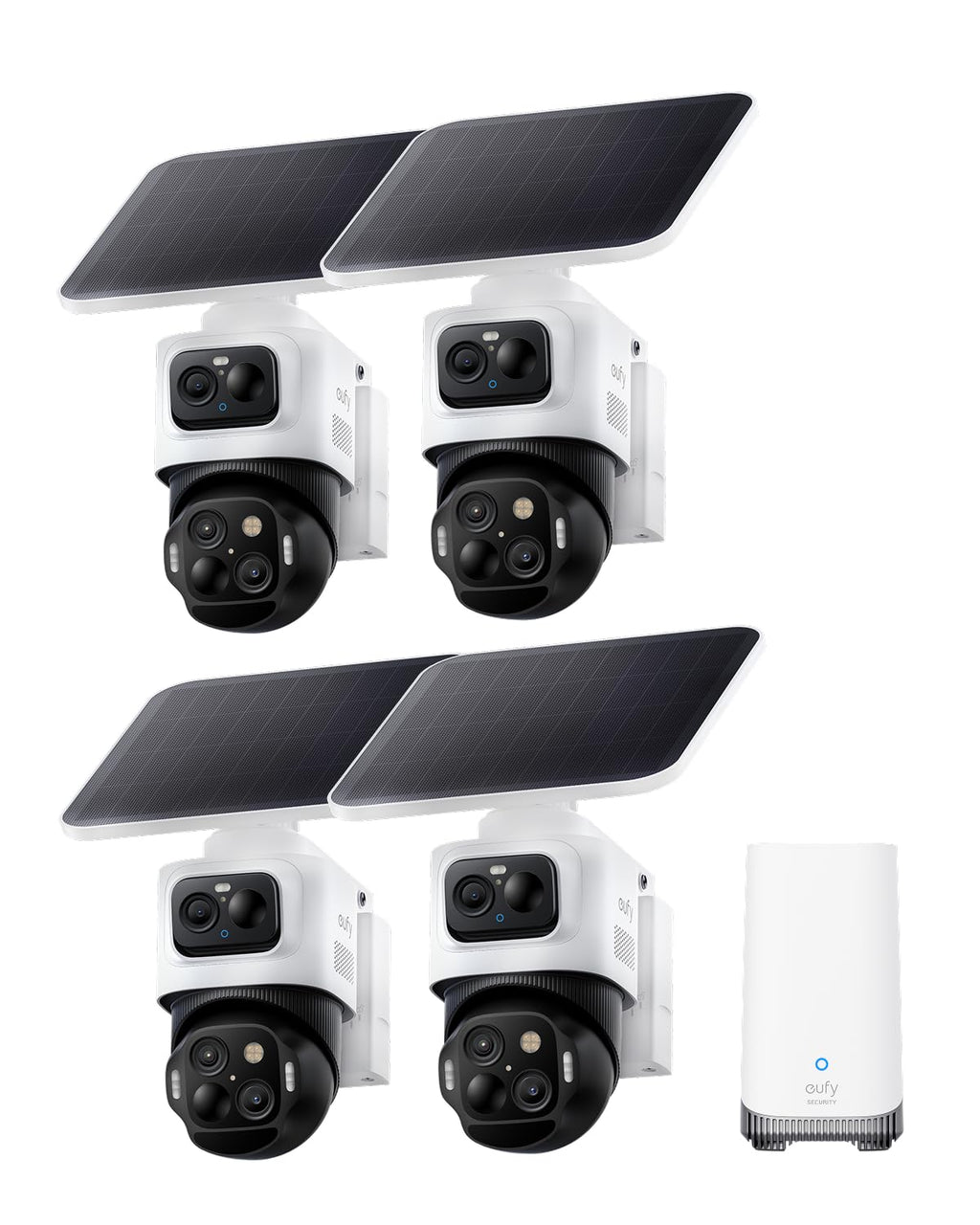 4K Solar 3-Lens PTZ Security Camera 4-Cam Kit N7468