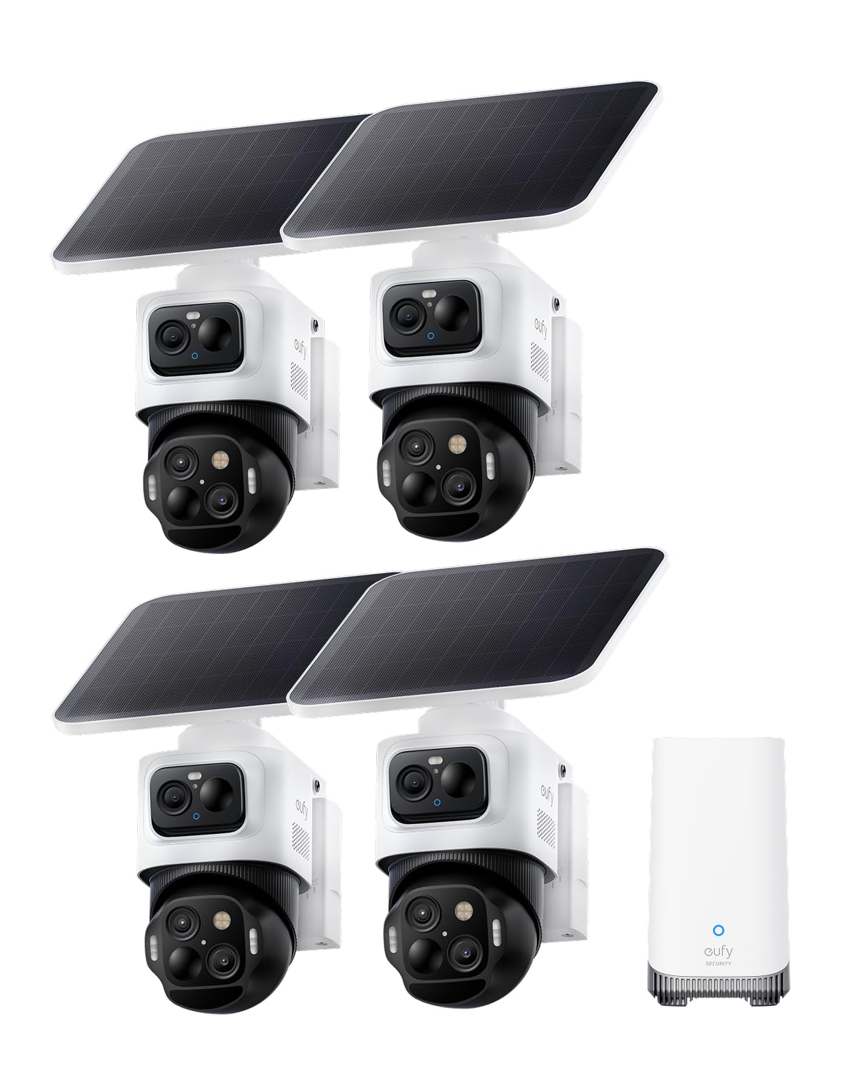 4K Solar 3-Lens PTZ Security Camera 4-Cam Kit N7468