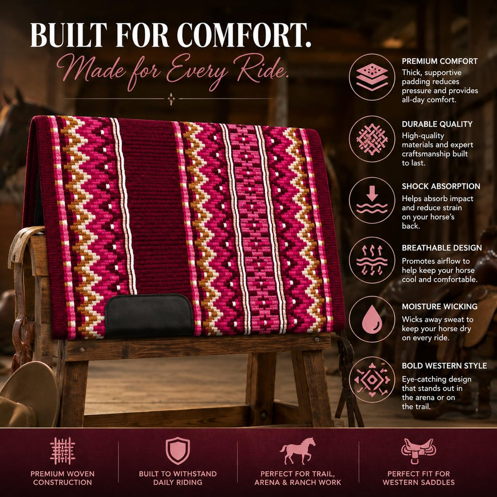 Burgundy Pink Tribal Horse Saddle Pad S6283