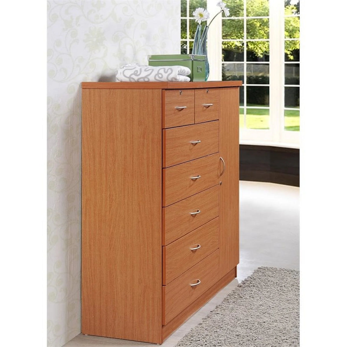 7 Drawer 1 Door Cherry Chest W30118