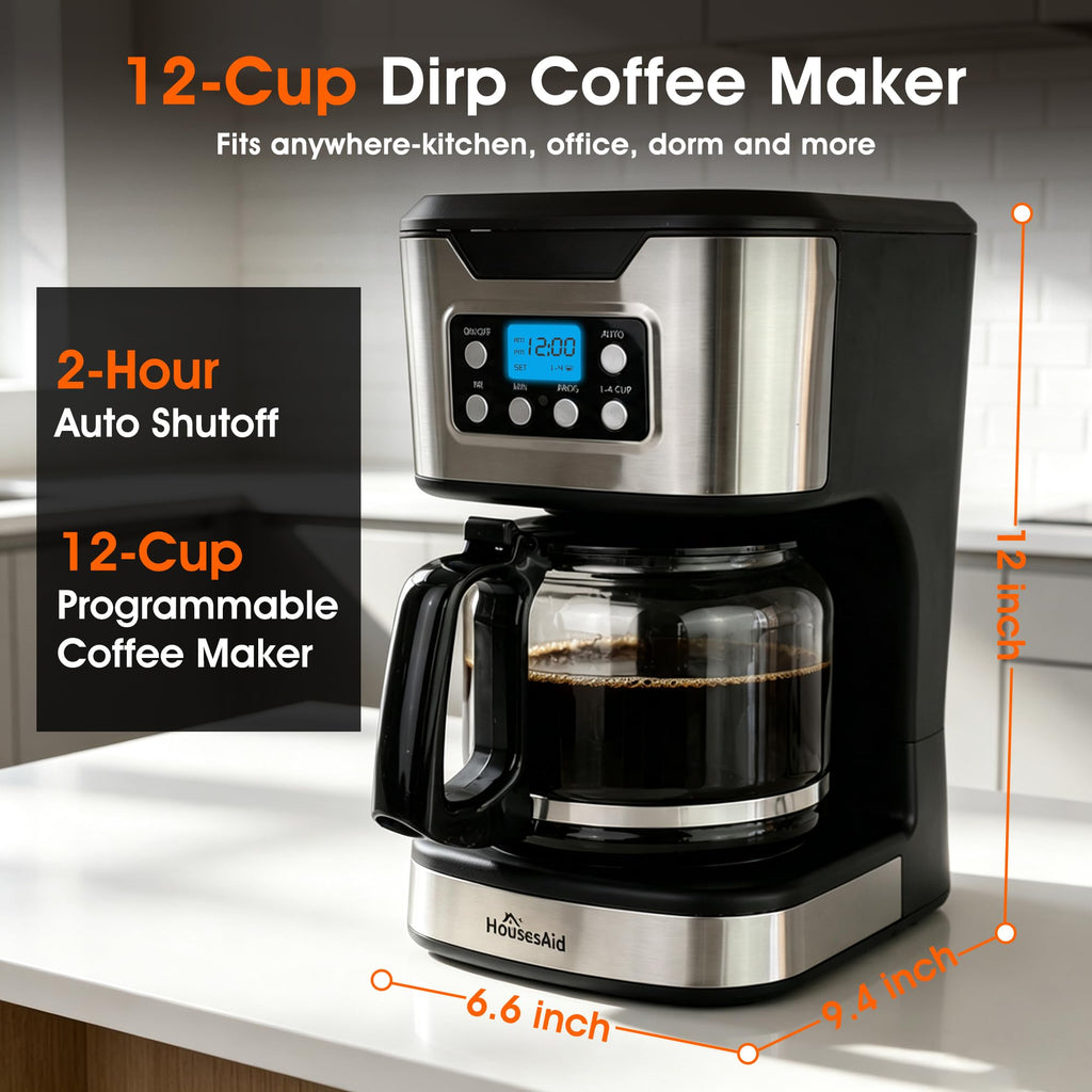 Black Stainless Steel Programmable Coffee Maker M99616