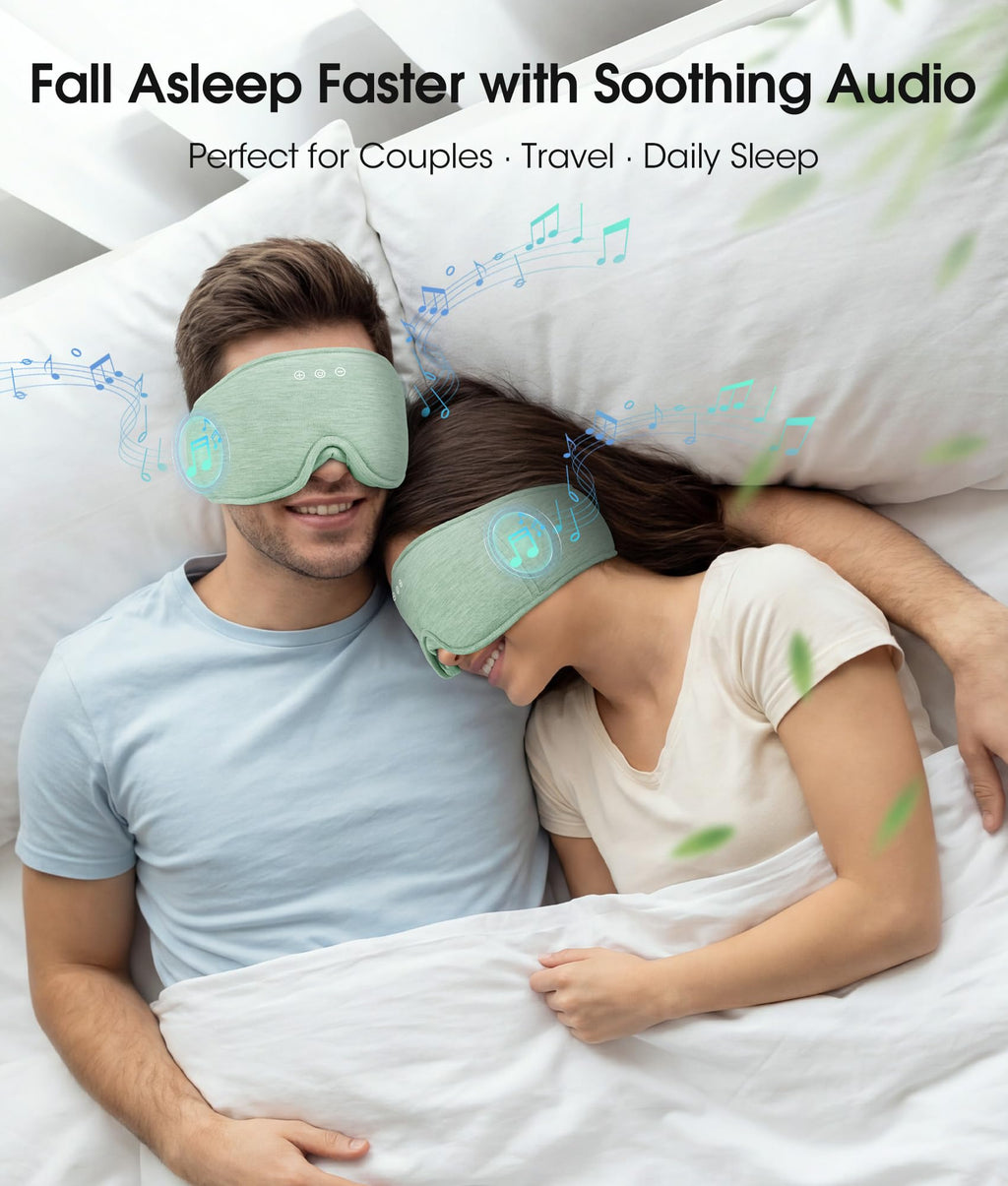 Bluetooth Sleep Headphones Eye Mask Bamboo Fiber V76573