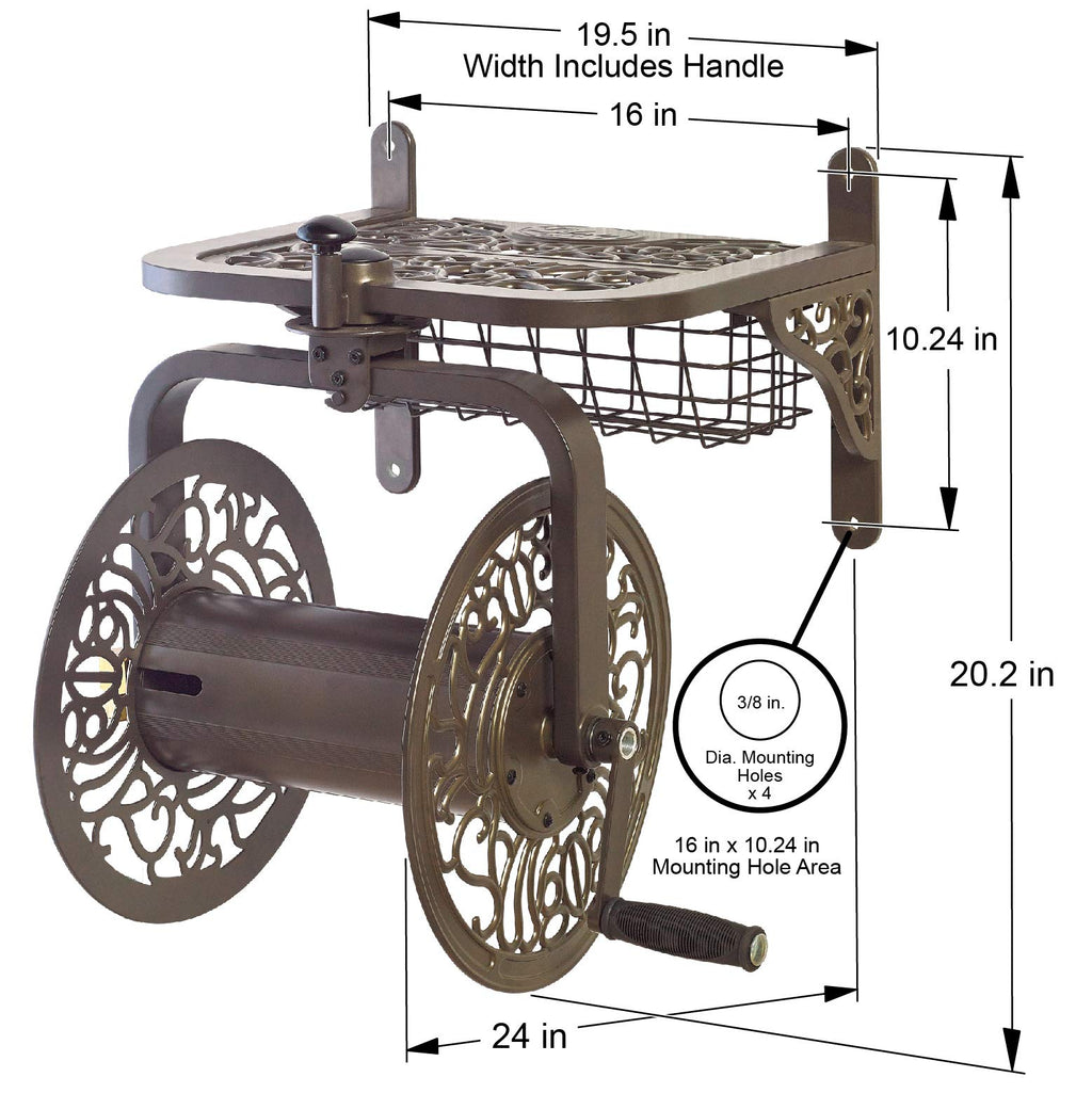 Bronze Cast Aluminum Garden Hose Reel D4977
