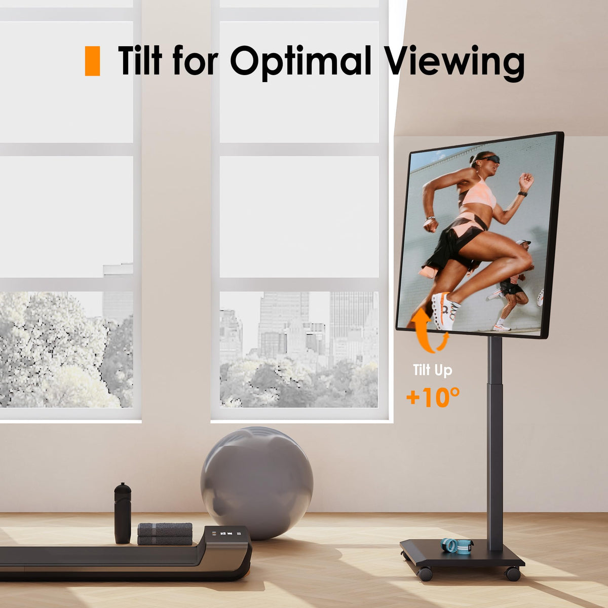 Hand Crank Lift TV Stand with Wheels for 32-75 Inch TVs, Black B879