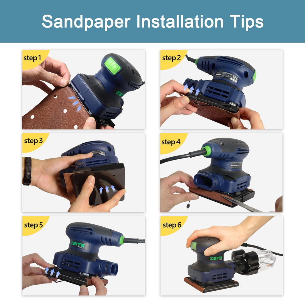 2.4 Amp 1/4 Sheet Electric Palm Sander with 12Pcs Sandpapers E152