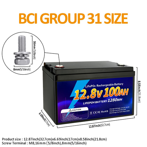 12V 100Ah LiFePO4 Battery I4798