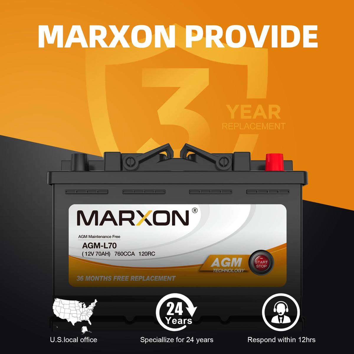 12v 70AH 760CCA AGM Car Battery H4149