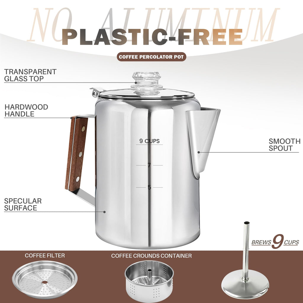 Stainless Steel 9 Cup Coffee Percolator U826607