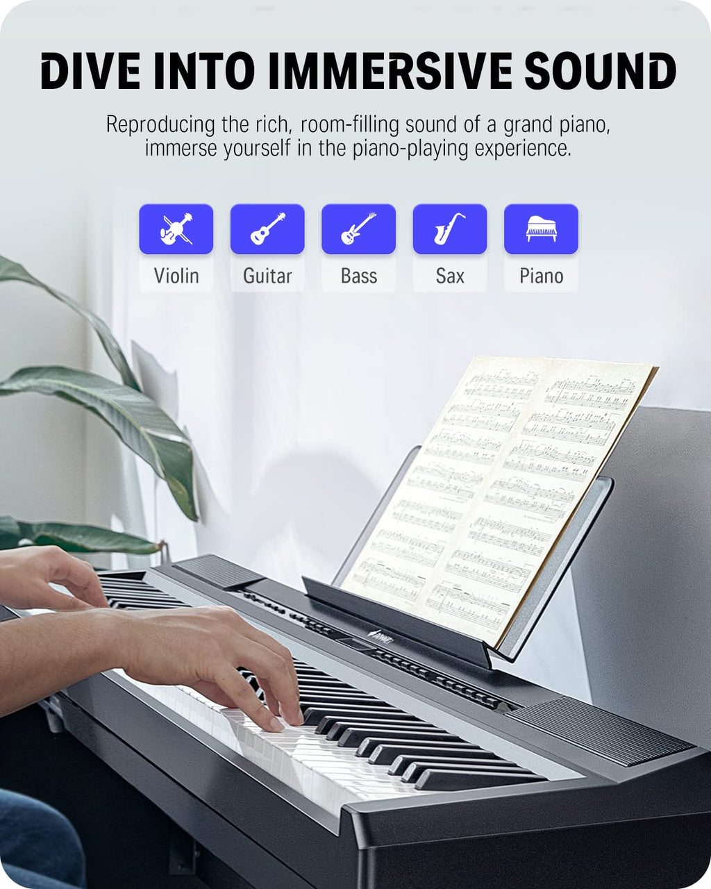 88 Key Weighted Digital Piano with Sustain Pedal D726697