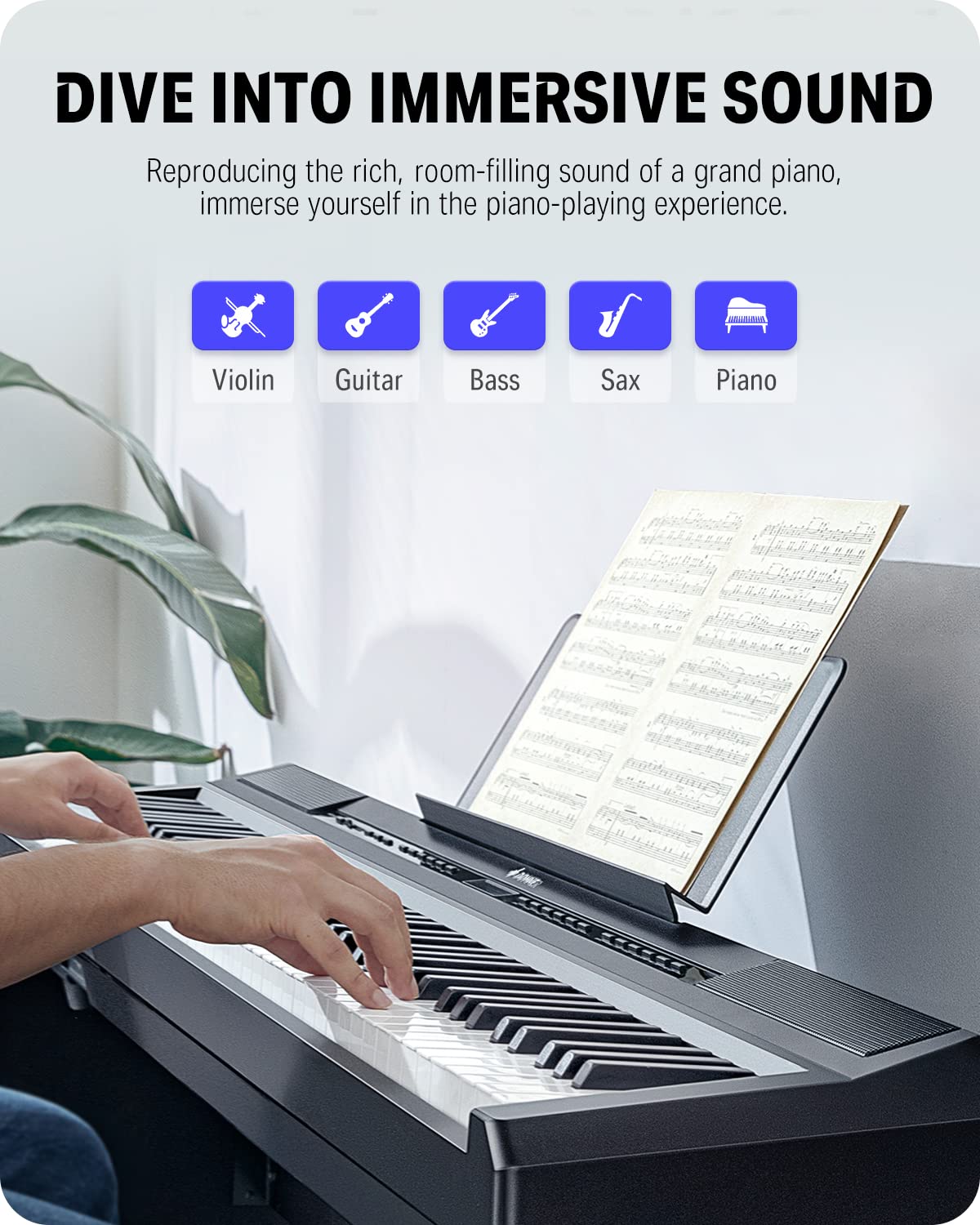 88 Key Weighted Digital Piano with Sustain Pedal D726697
