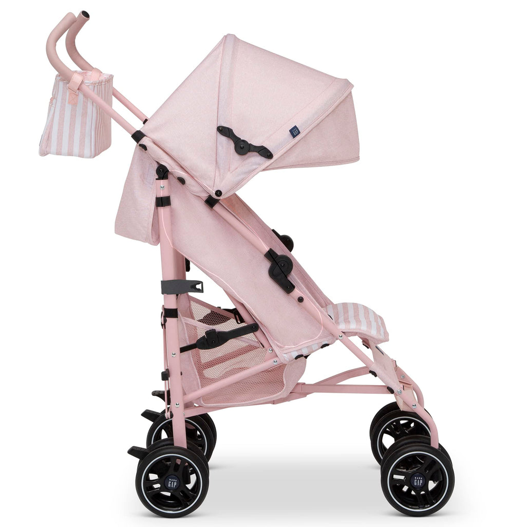 Lightweight Stroller with Recline, Compact Fold & Removable Parent Organizer, Pink Stripes K5134