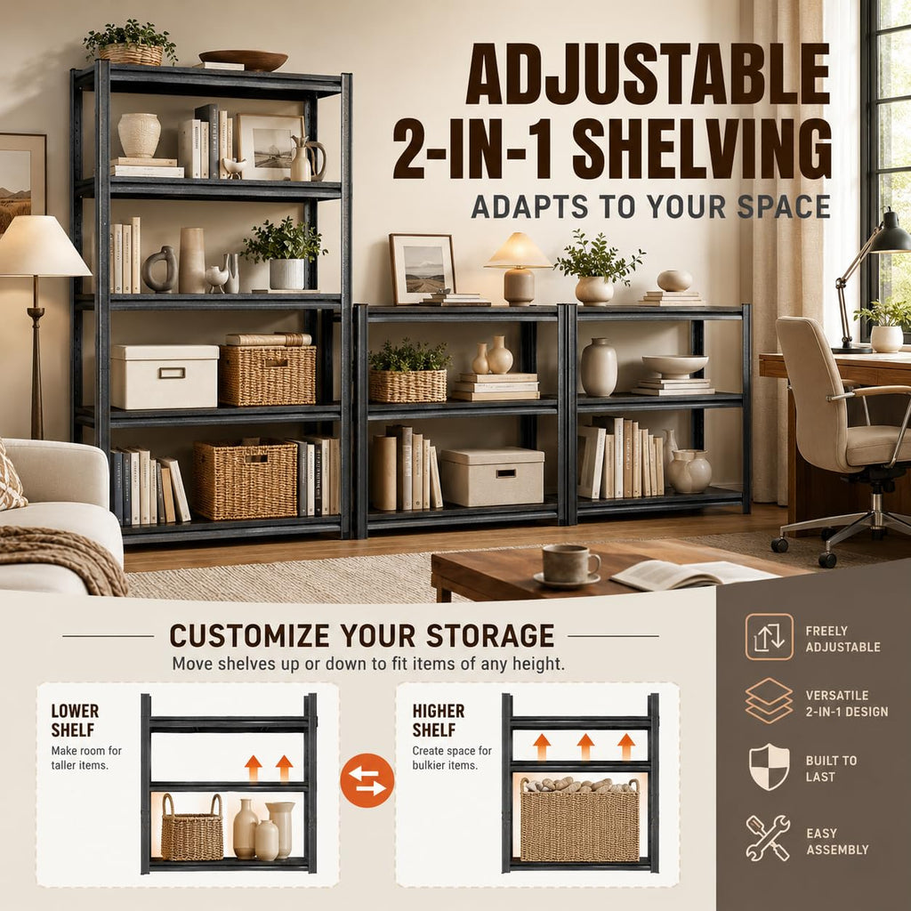 Heavy Duty Wood 5 Tier Bookshelf F904