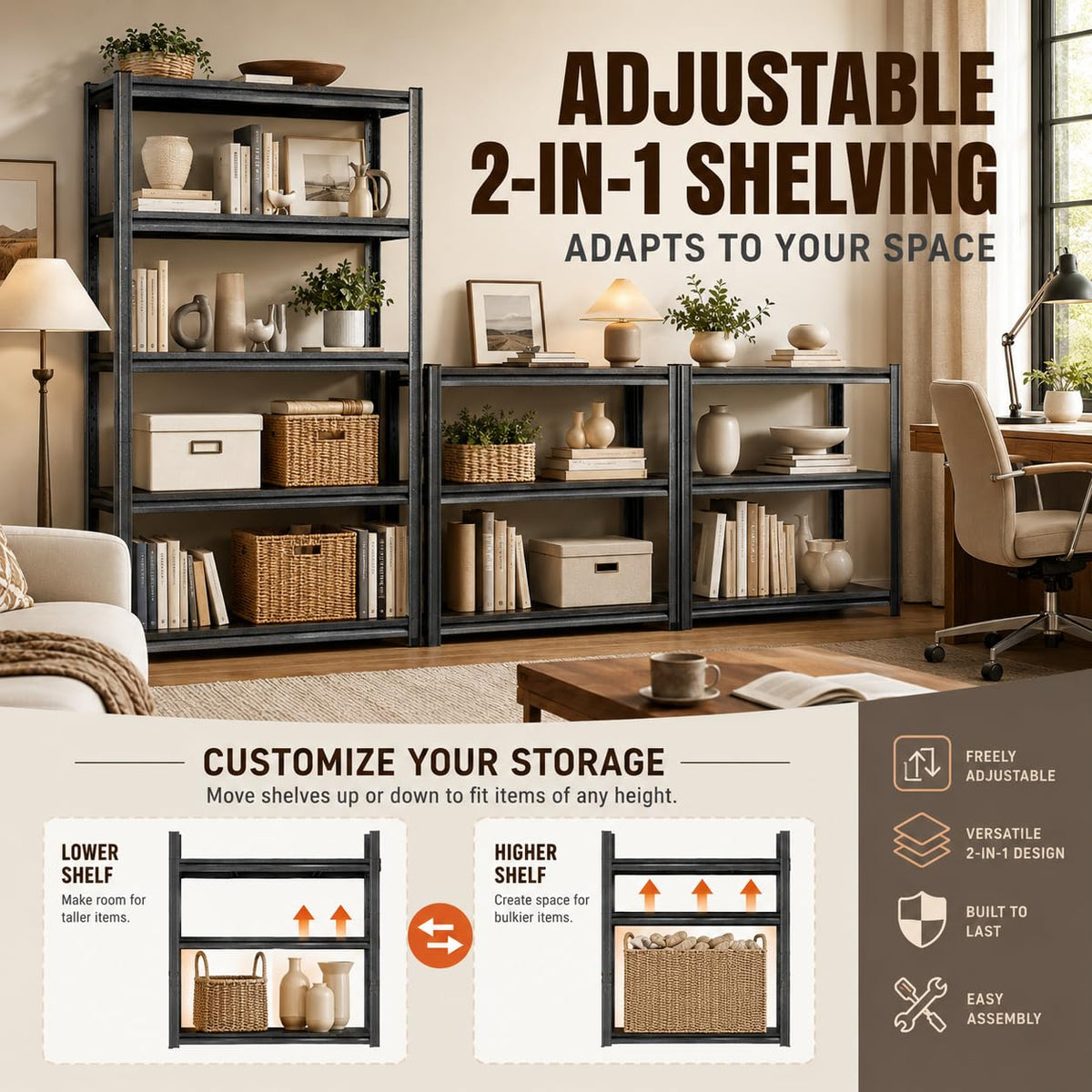 Heavy Duty Wood 5 Tier Bookshelf F904