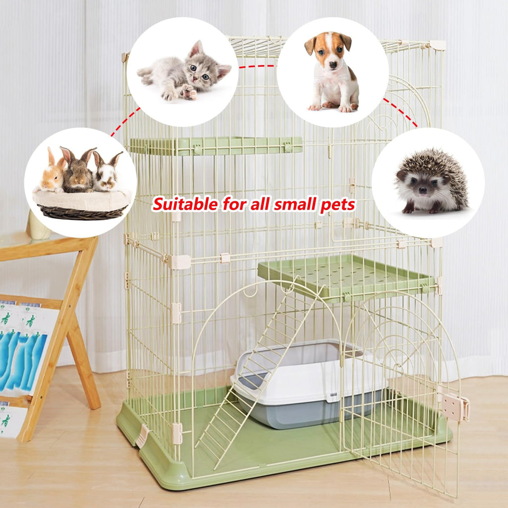 3/4-Tier Wire Cat Cage Playpen Kennel with Hammock X103596