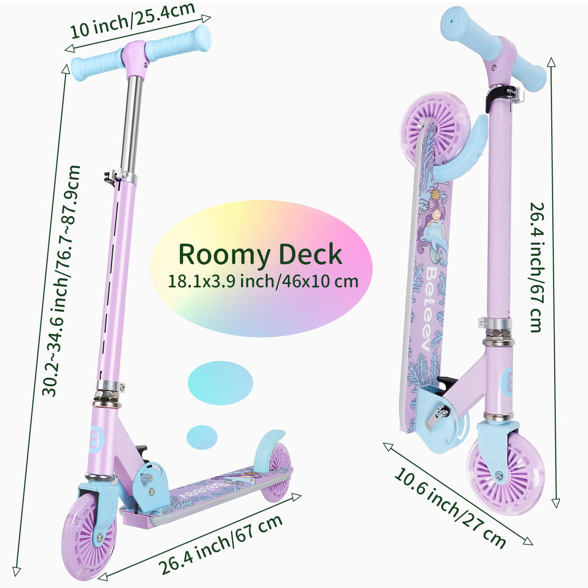 2 Wheel Folding Lightweight Kick Scooter with Light-Up Wheels F6321