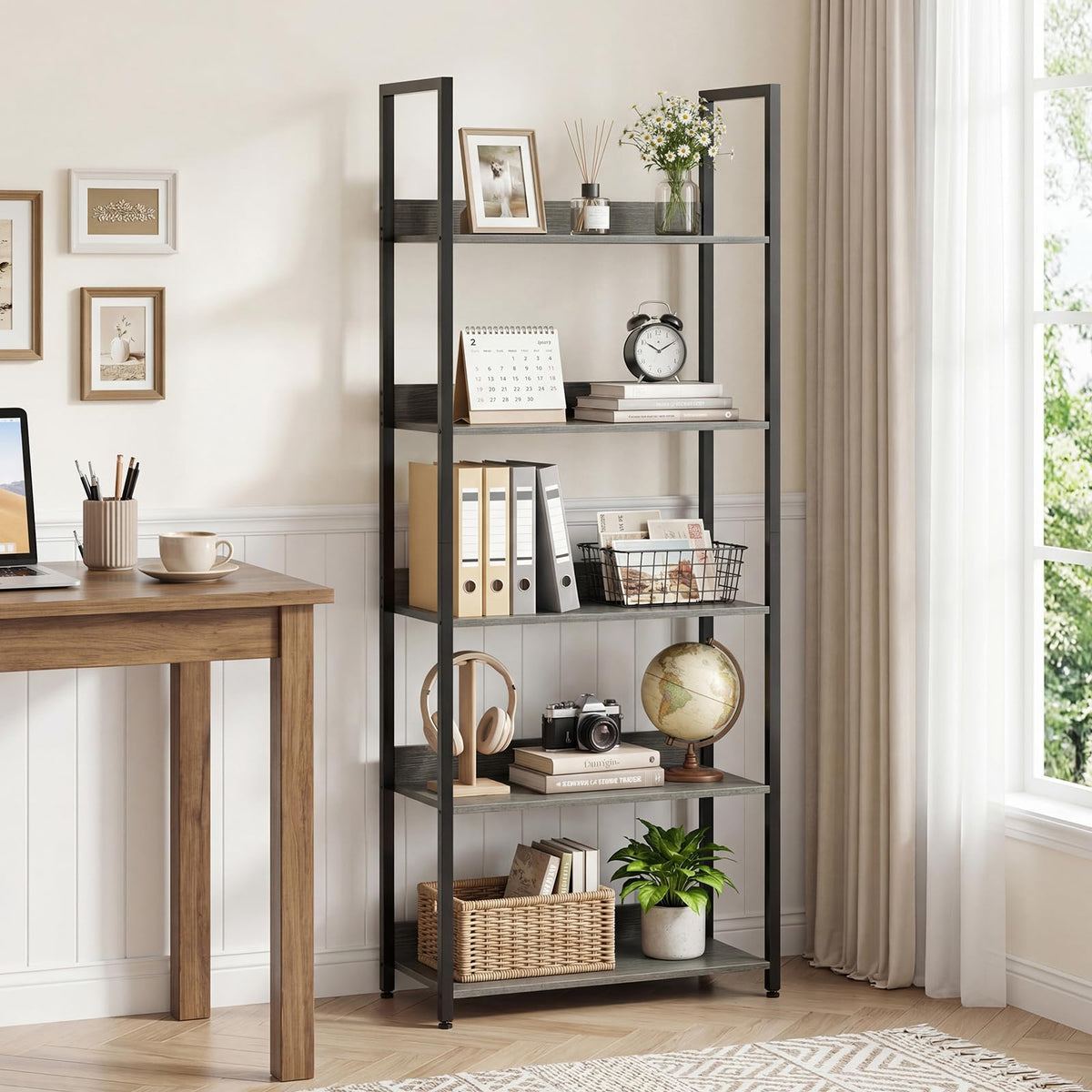 5-Tier Wooden Bookshelf Set of 2 R632