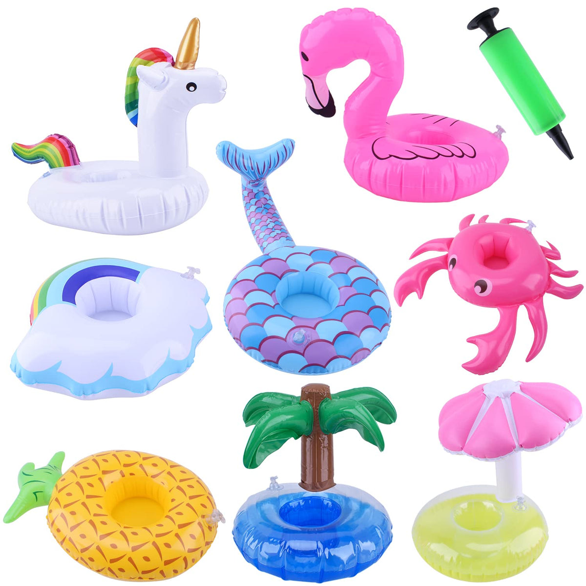 8 Pack Inflatable Drink Holders with Air Pump Q226155