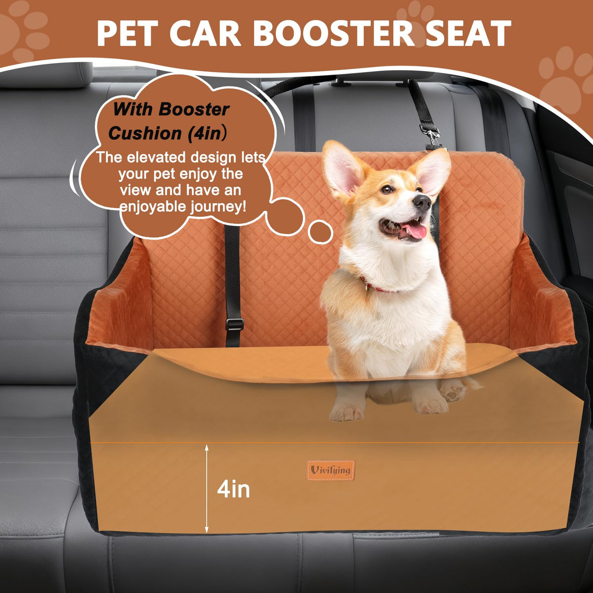 Large Dog Car Seat with 4 in Cushion T600241