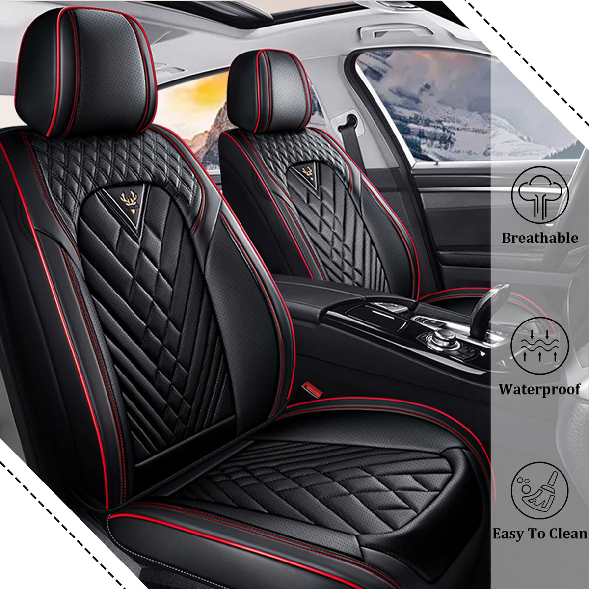 Waterproof Nappa Leather Full Set Car Seat Covers E383084