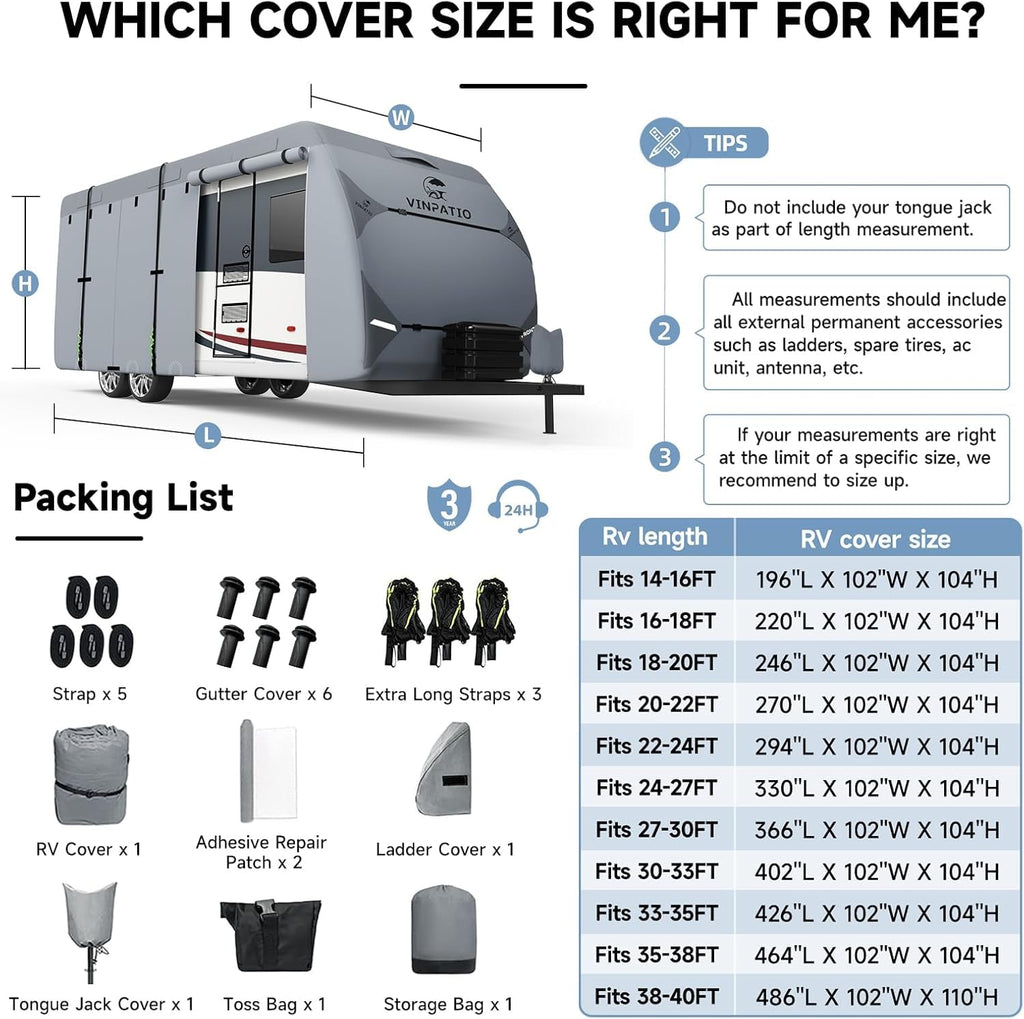 7 Layers Heavy Duty RV Trailer Cover Fits 14'-16' J70398