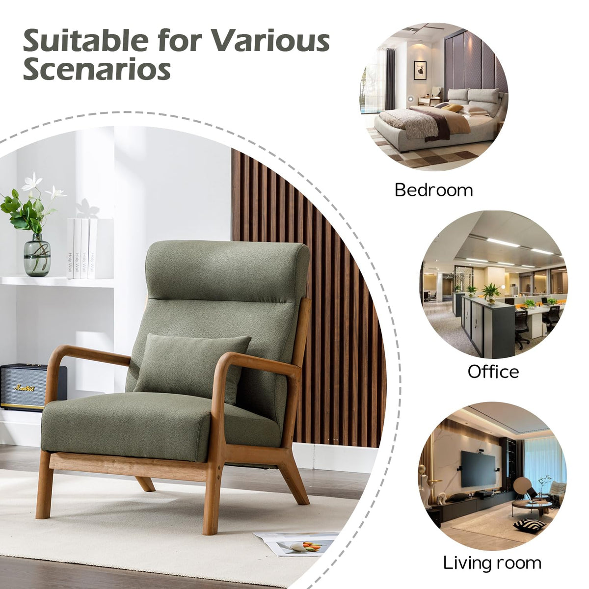 Green Mid Century Modern Accent Chair Set of 2 V883517