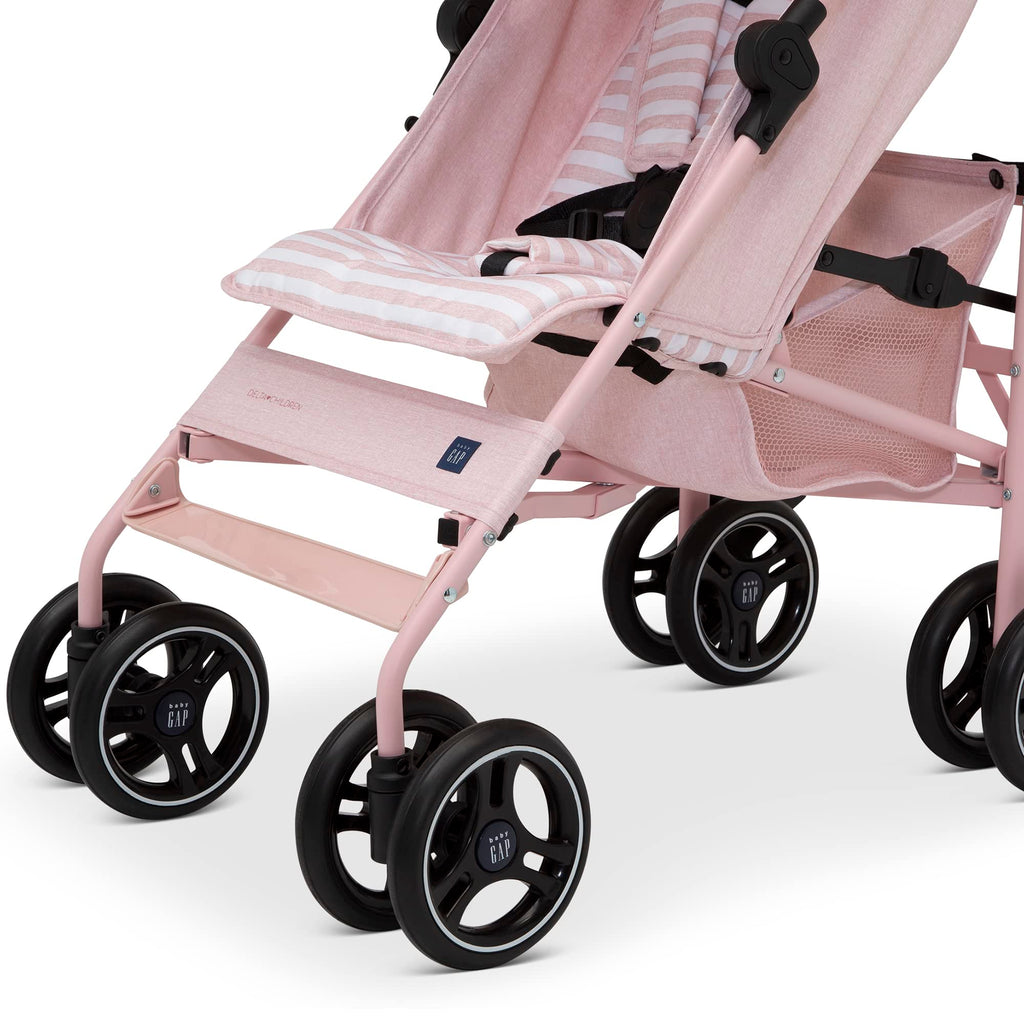 Lightweight Stroller with Recline, Compact Fold & Removable Parent Organizer, Pink Stripes K5134