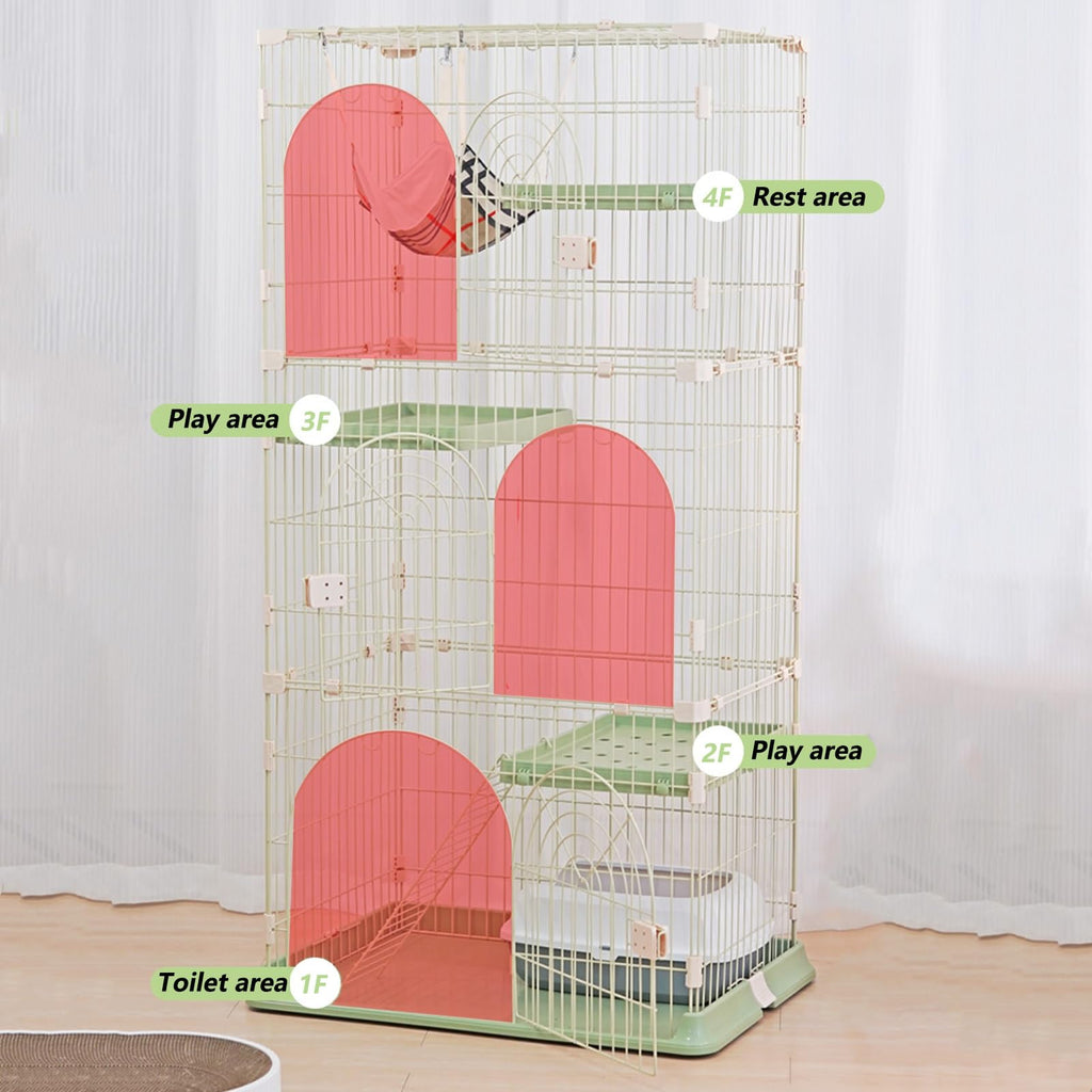 3/4-Tier Wire Cat Cage Playpen Kennel with Hammock X103596