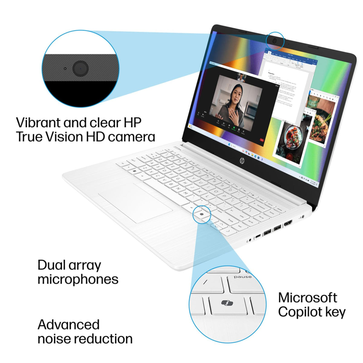 14 Inch Laptop, Intel Celeron N4500, 4GB RAM, 128GB Storage, Windows 11 S, Snowflake White J241840