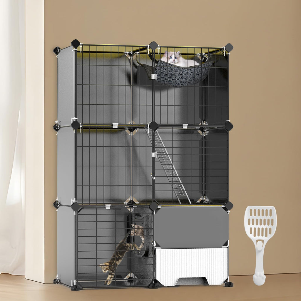 3-Tier Cat Cage with Litter Box A734