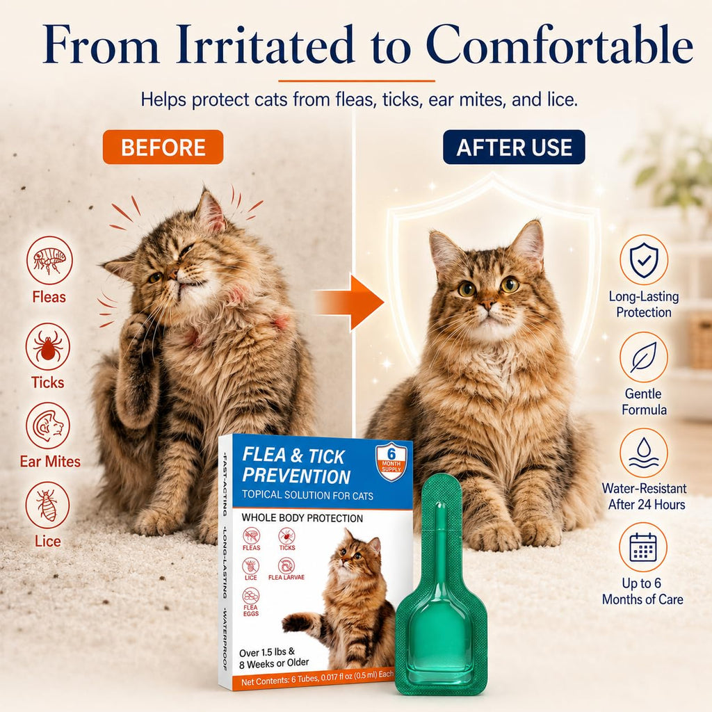 Waterproof Topical Flea & Tick Preventative for Cats, 6 Doses R95982
