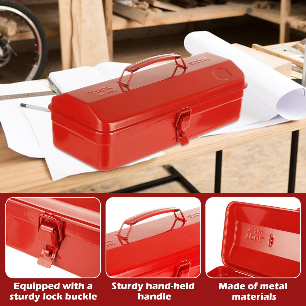 14 Inch Red Metal Tool Box with Latch and Handle F65243