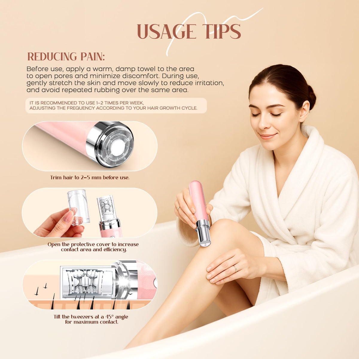2-in-1 USB Rechargeable Electric Facial Hair Remover with LED Light V4577