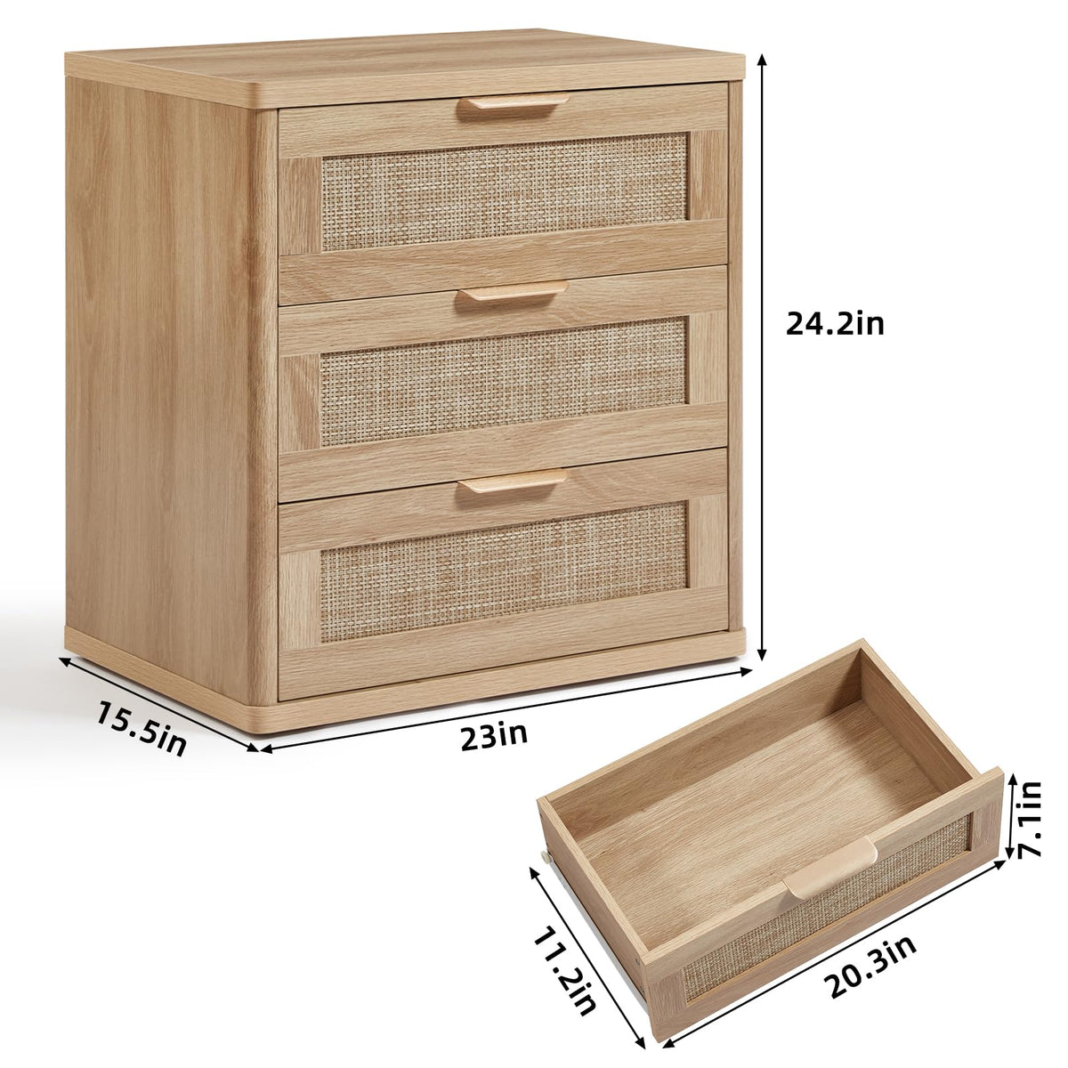 Rattan 23" Nightstands Set of 2 with Drawers O118679