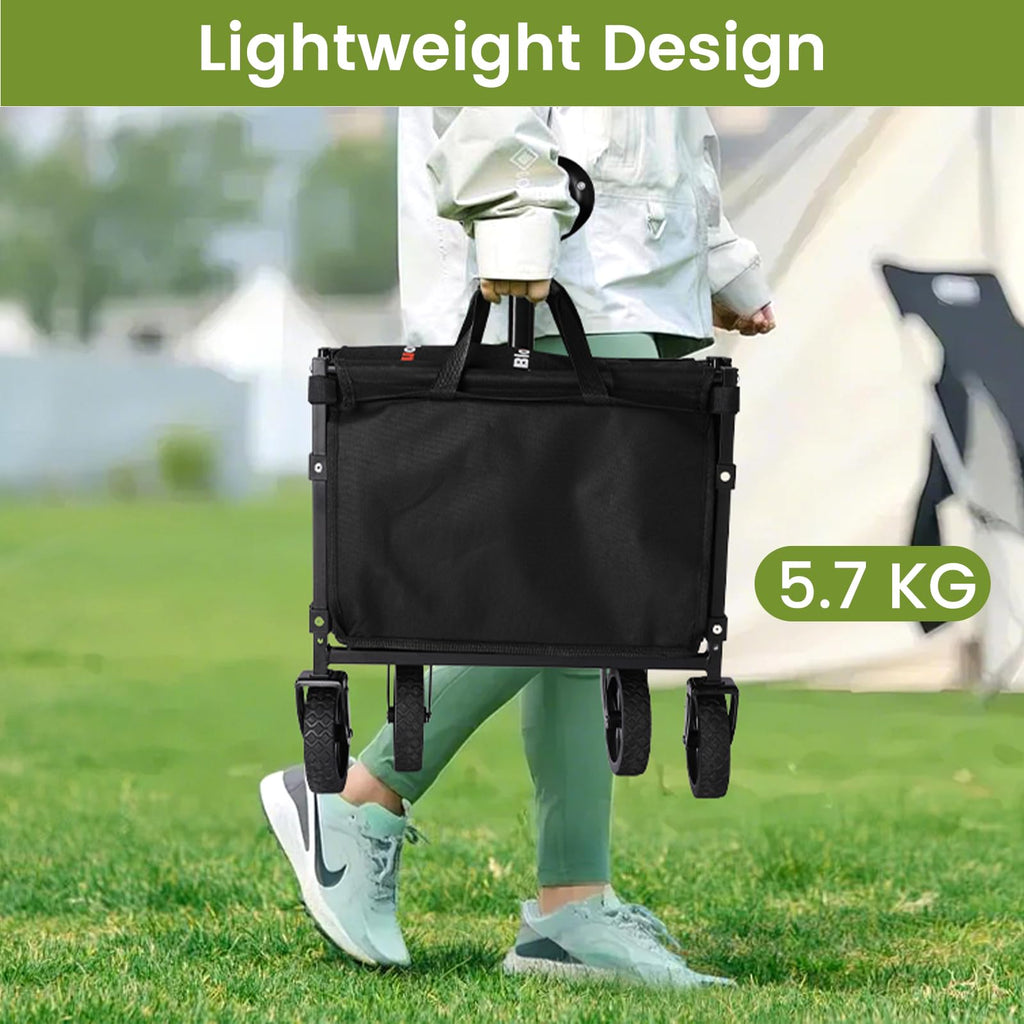 Folding Wagon Cart with Wheels, 220lbs, Black U73578