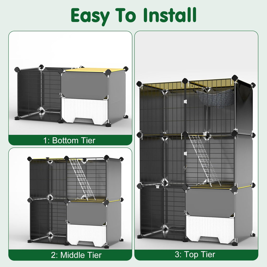 3-Tier Cat Cage with Litter Box A734