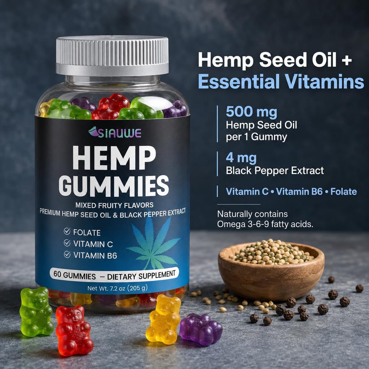 Sugar Free Hemp Gummies 60 Count Y26653