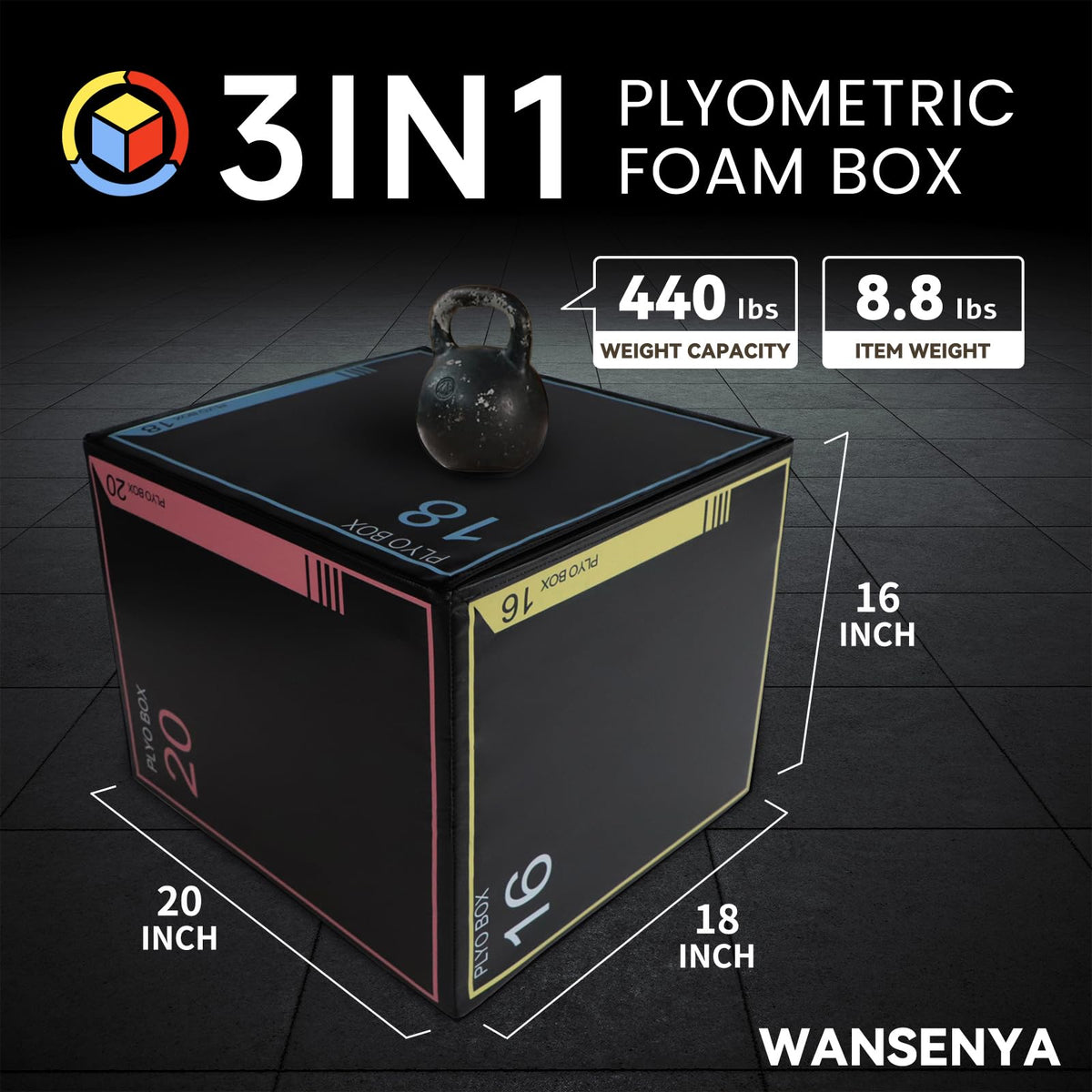 3-in-1 Non-Slip Foam Plyometric Jump Box F1800