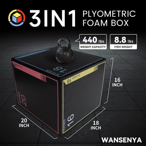 3-in-1 Non-Slip Foam Plyometric Jump Box F1800