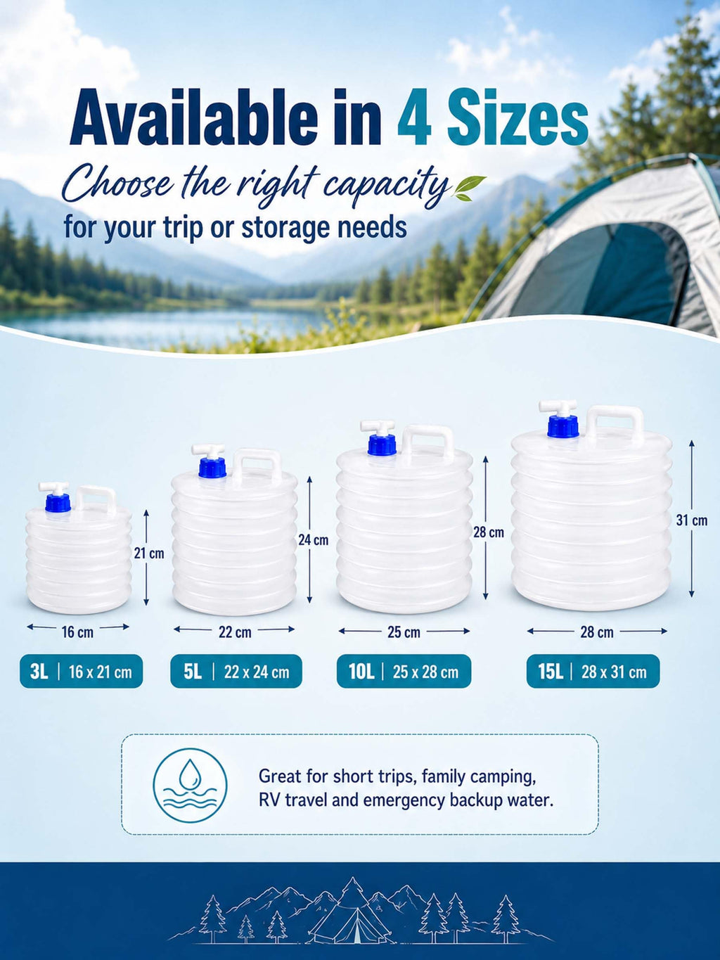 Collapsible 10L Water Container with Spigot I23060