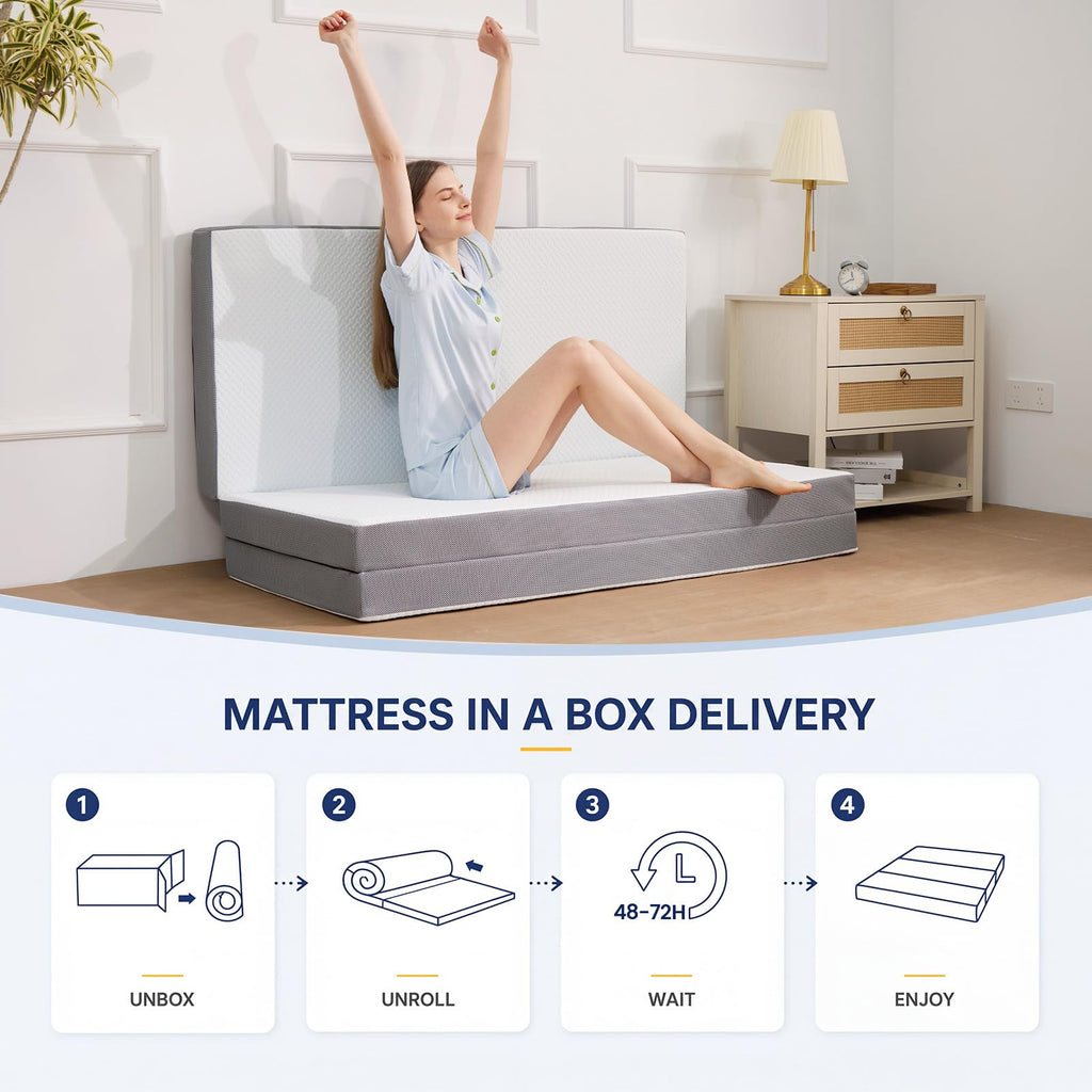 6 Inch Memory Foam Trifold Folding Mattress V17112