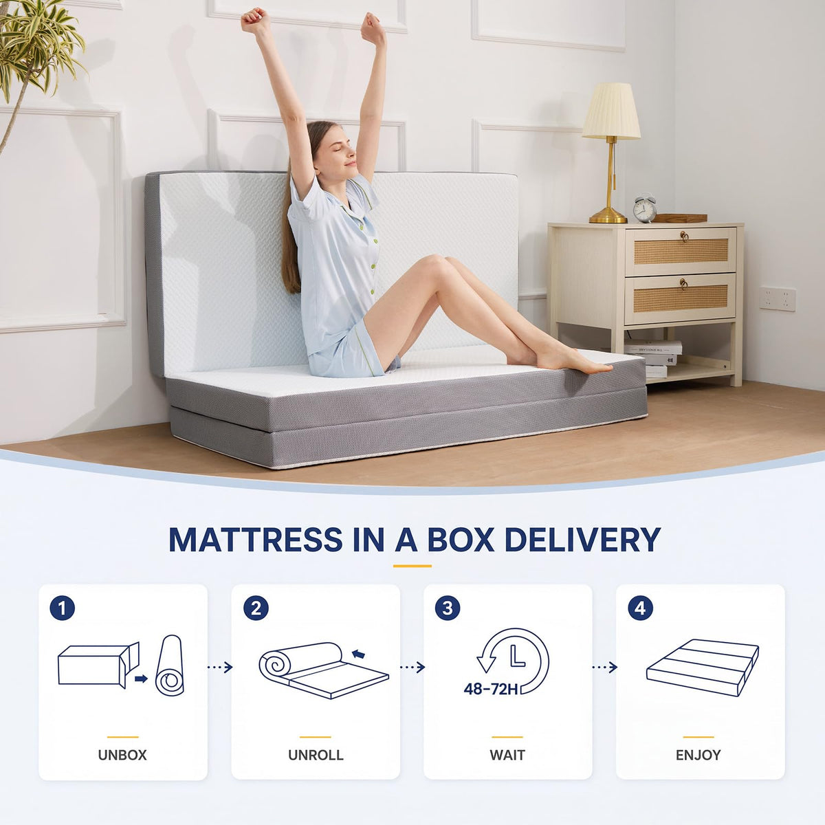 6 Inch Memory Foam Trifold Folding Mattress V17112