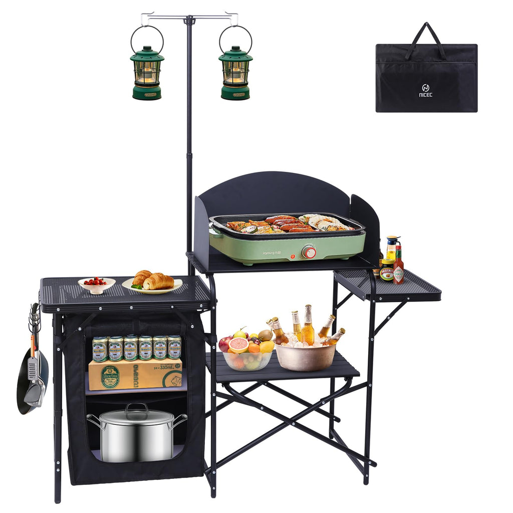 Black Portable Folding Camping Table Y11863