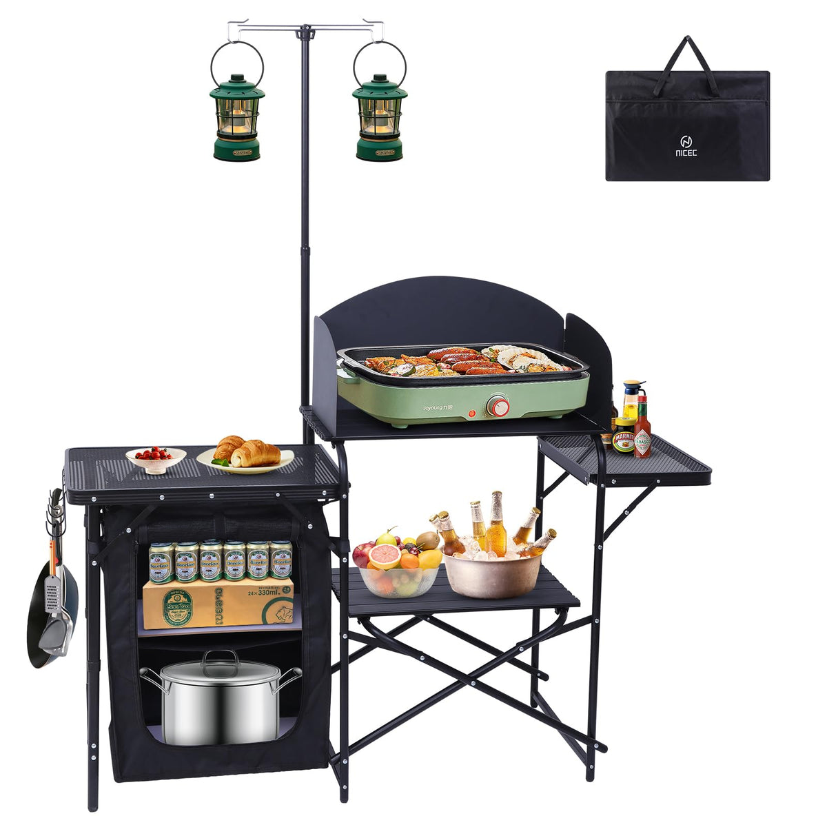 Black Portable Folding Camping Table Y11863